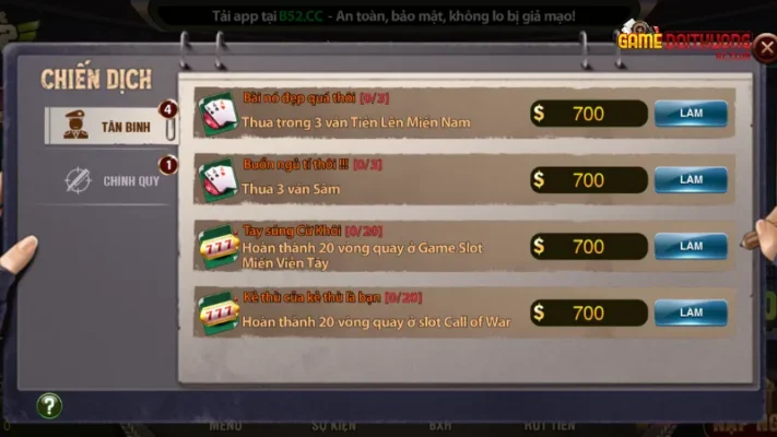 Các chương trình khuyến mãi B52 hấp dẫn dành cho tân binh mới nhập môn